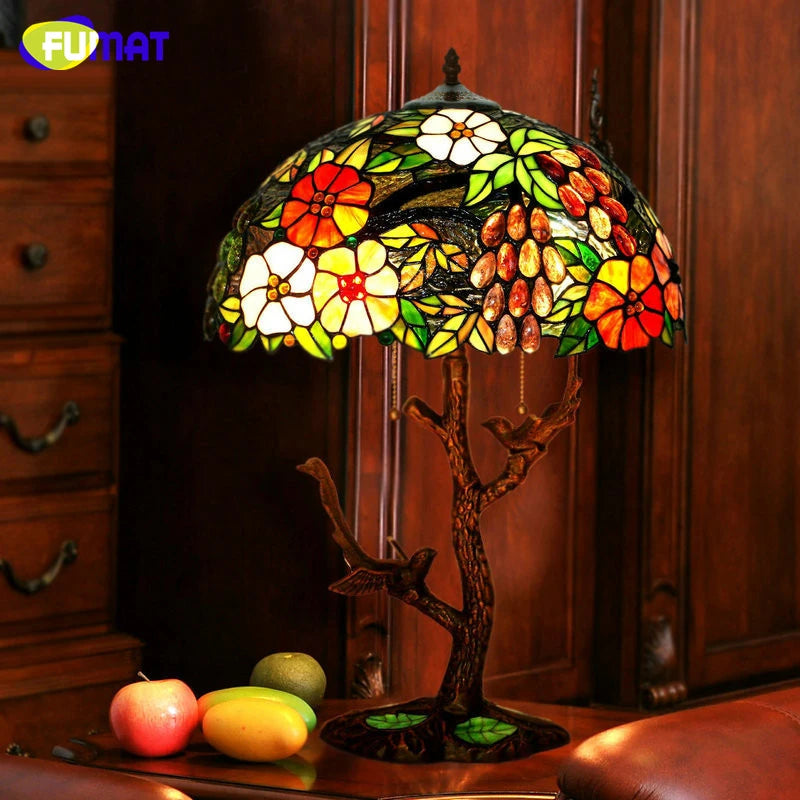 Tiffany Style Grape 17 Inches Table Lamp Stained Glass GT0222708