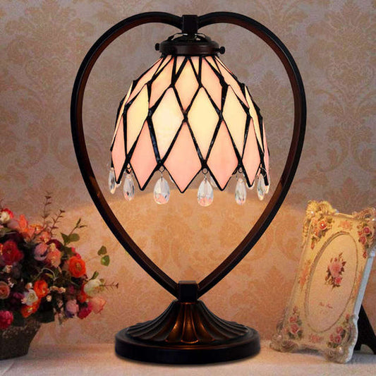 Tiffany Style Pink Flower 10 Inches Table Lamp Stained Glass DT022403