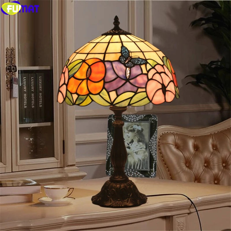 Tiffany Style Butterfly 12 Inches Table Lamp Stained Glass BT022420