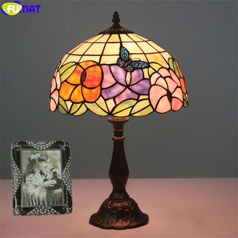 Tiffany Style Butterfly 12 Inches Table Lamp Stained Glass BT022420