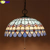 Tiffany Style Blue Church 16 Inches Pendant Lamp Stained Glass CP022103