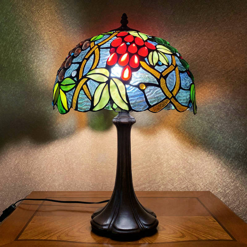 Tiffany Style Grape 12 Inches Table Lamp Stained Glass GT022416