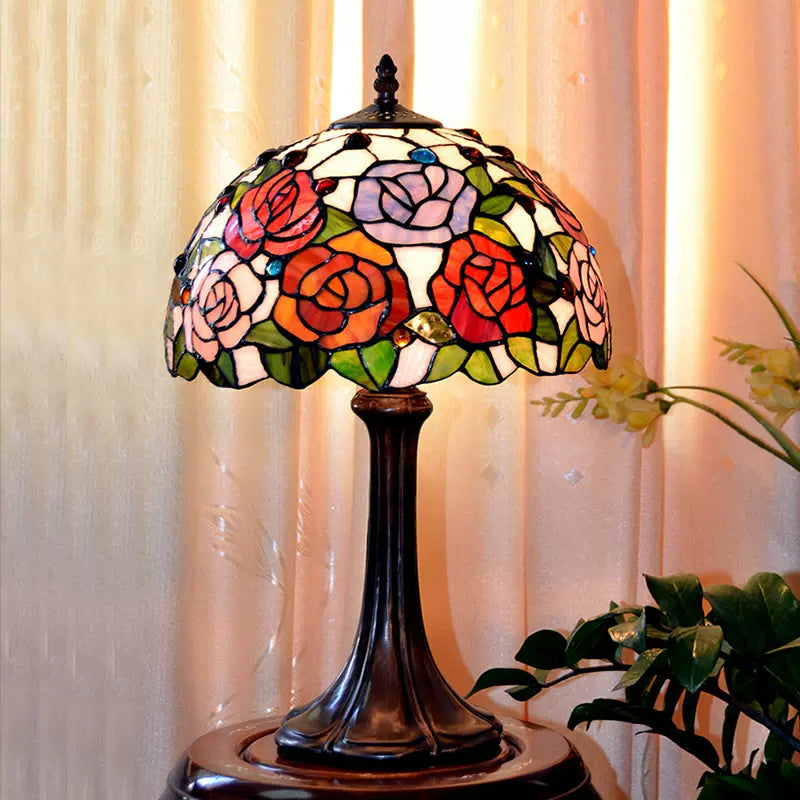 Tiffany Style Rose 16 Inches Table Lamp Stained Glass RT0222507