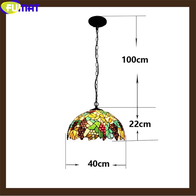 FUMAT Tiffany Style Grape Leaf 12-20 Inches Ceiling Lamp Stained Glass GC020906