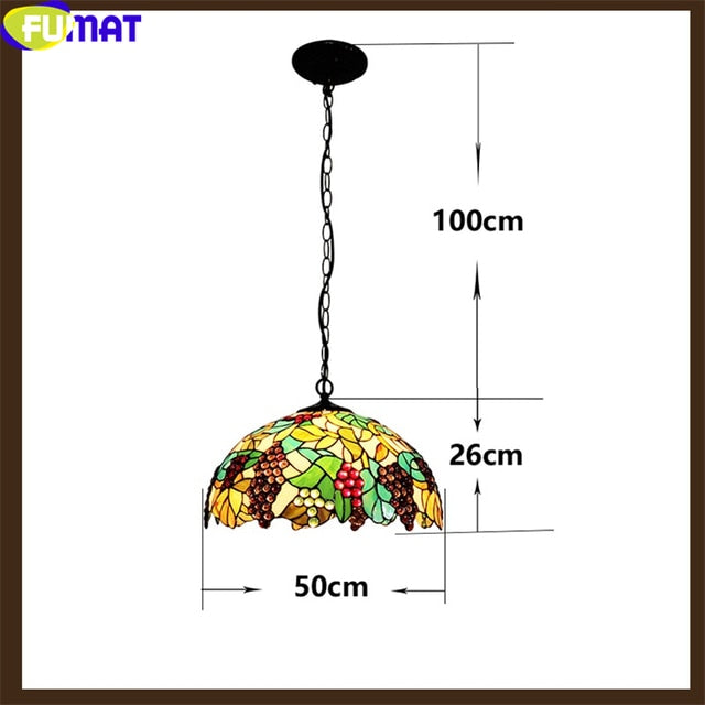 FUMAT Tiffany Style Grape Leaf 12-20 Inches Ceiling Lamp Stained Glass GC020906