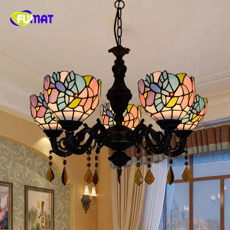 FUMAT Tiffany Style Grape 24 Inches Ceiling Lamp Stained Glass GC020904