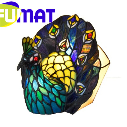 Tiffany Style Peacock 11 Inches Table Lamp Stained Glass PT021109