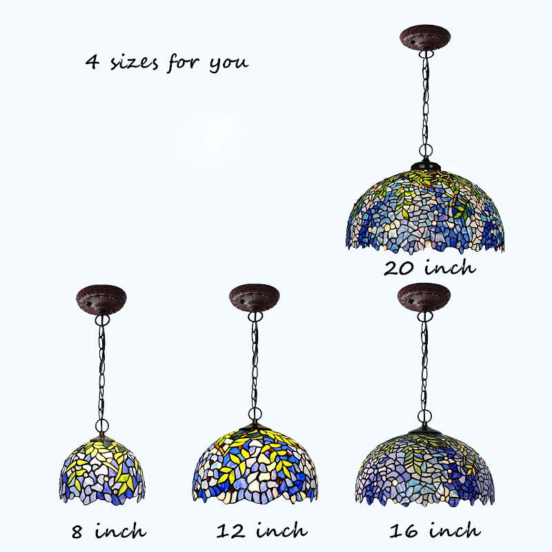 FUMAT Tiffany Style Wisteria 8-20 Inches Pendant Lamp Stained Glass WP021103