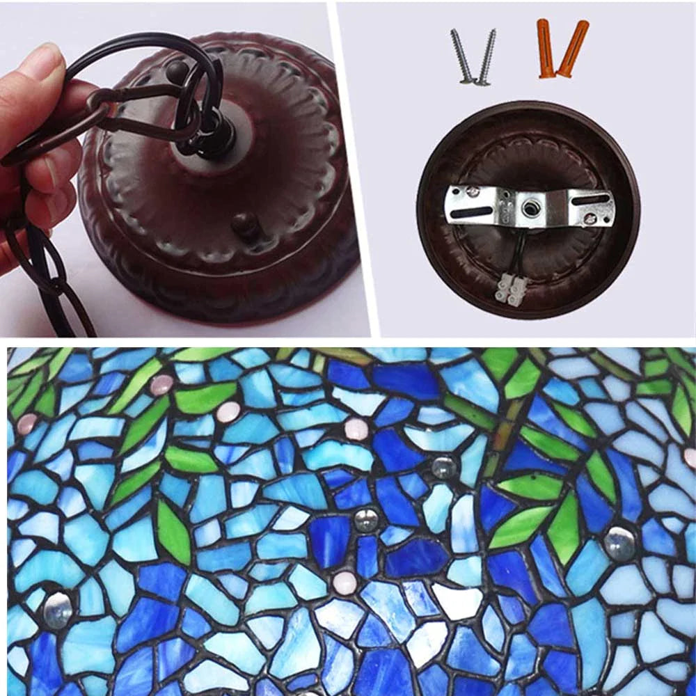 FUMAT Tiffany Style Wisteria 8-20 Inches Pendant Lamp Stained Glass WP021103