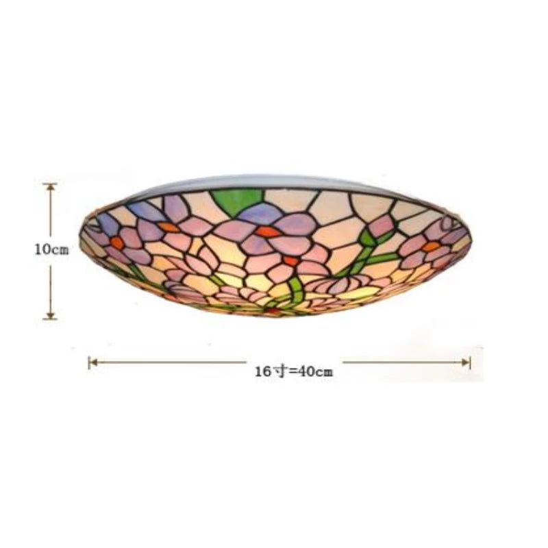 FUMAT Tiffany Style Wisteria 16 Inches Ceiling Lamp Stained Glass WC020806