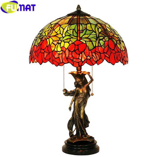 FUMAT Tiffany Style Rose 16 Inches Floor Lamp Stained Glass RF020818