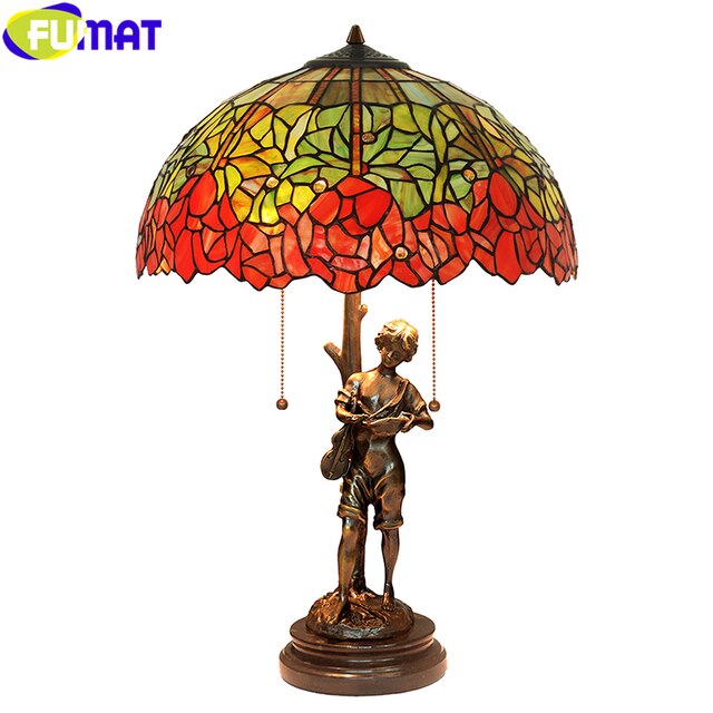 FUMAT Tiffany Style Rose 16 Inches Floor Lamp Stained Glass RF020818