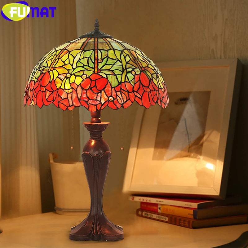 FUMAT Tiffany Style Rose 16 Inches Floor Lamp Stained Glass RF020818