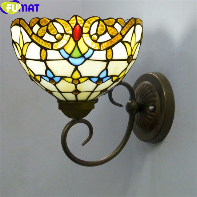 FUMAT Tiffany Style Baroque 8 Inches Wall Lamp Stained Glass BW020923