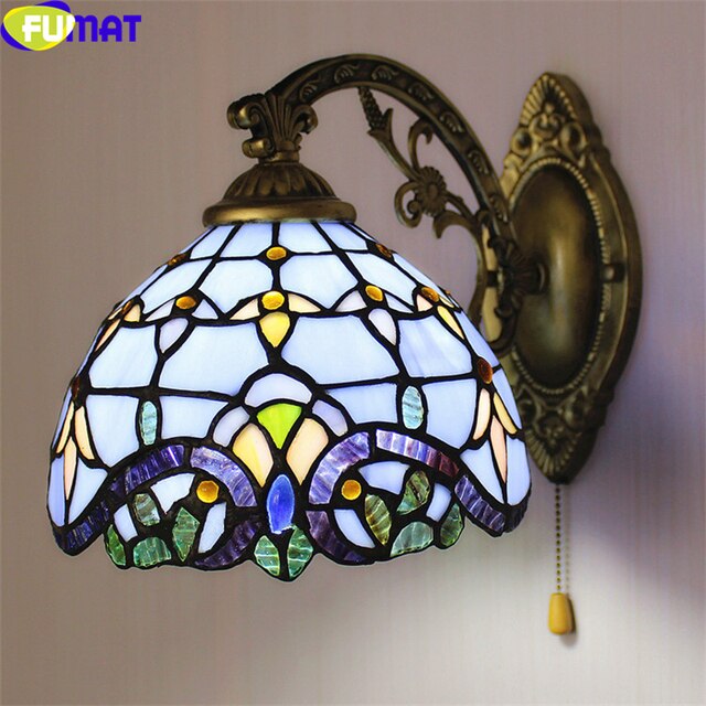 FUMAT Tiffany Style Baroque 8 Inches Wall Lamp Stained Glass BW020923