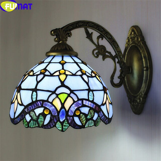 FUMAT Tiffany Style Baroque 8 Inches Wall Lamp Stained Glass BW020923