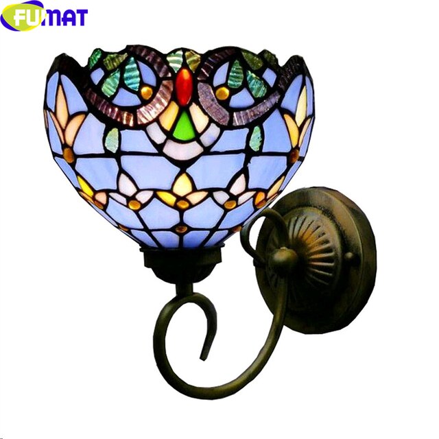 FUMAT Tiffany Style Baroque 8 Inches Wall Lamp Stained Glass BW020923