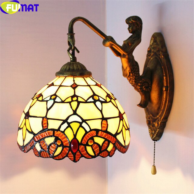 FUMAT Tiffany Style Baroque 8 Inches Wall Lamp Stained Glass BW020923