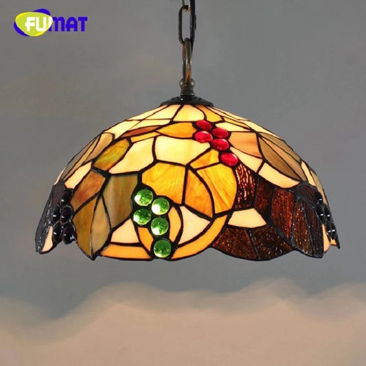 FUMAT Tiffany Style Grape 12/16 Inches Ceiling Lamp Stained Glass GC020917