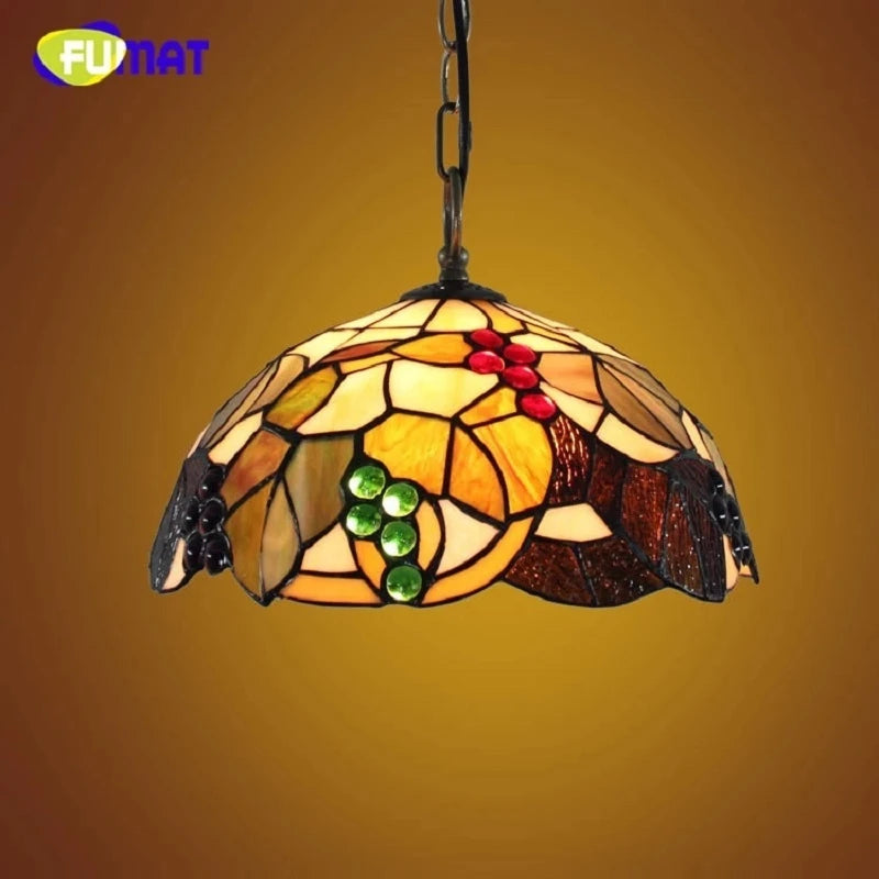 FUMAT Tiffany Style Grape 12/16 Inches Ceiling Lamp Stained Glass GC020917