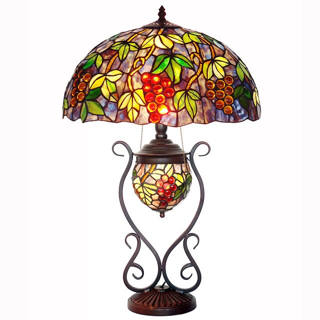 FUMAT Tiffany Style Grape 12-19 Inches Table Lamp Stained Glass GT020903