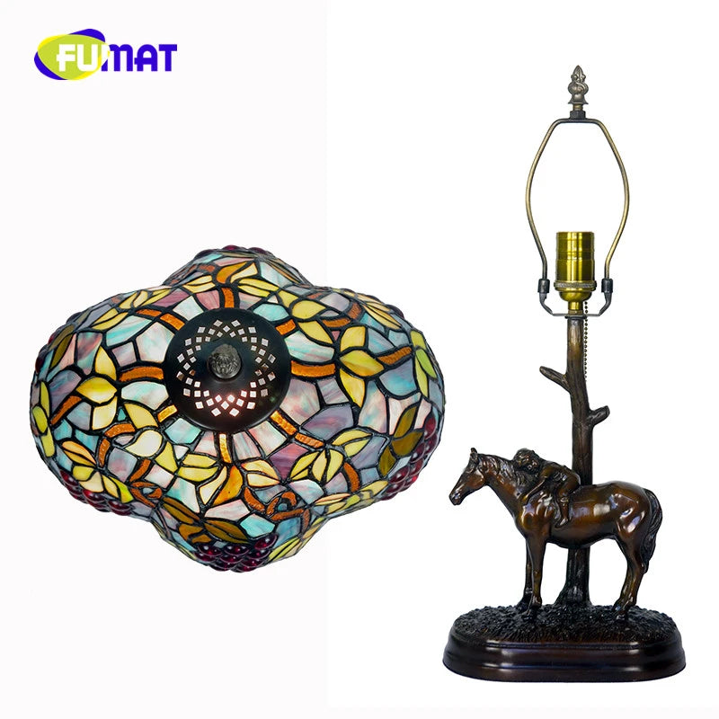 FUMAT Tiffany Style Grape 12-19 Inches Table Lamp Stained Glass GT020903