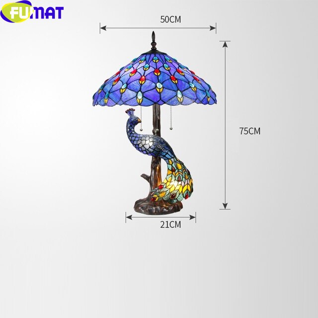 Tiffany Style Peacock 20 Inches Table Lamp Stained Glass PT021110