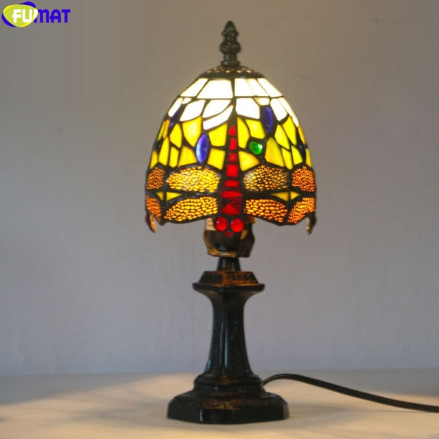 FUMAT Tiffany Style Rose 8 Inches Table Lamp Stained Glass RT020919