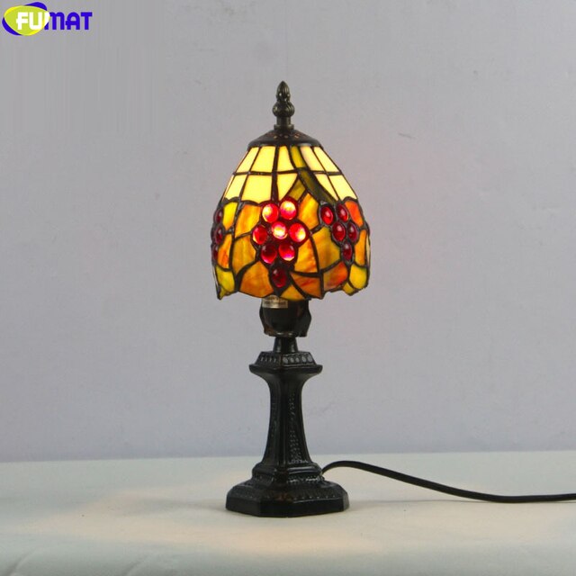 FUMAT Tiffany Style Rose 8 Inches Table Lamp Stained Glass RT020919