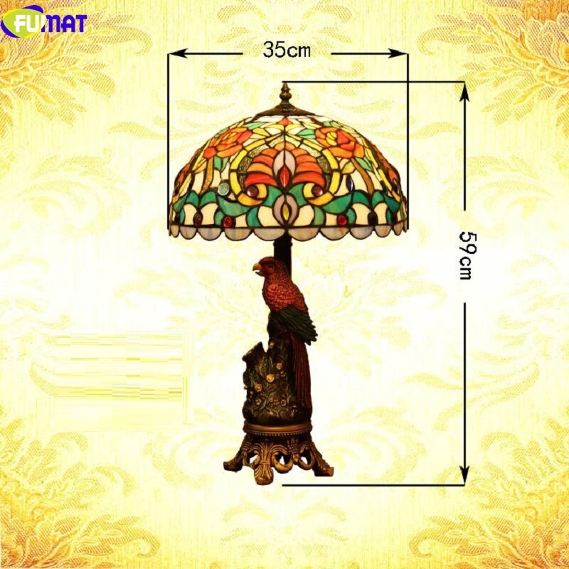 FUMAT Tiffany Style Parrot 14-20 Inches Table Lamp Stained Glass PT020812