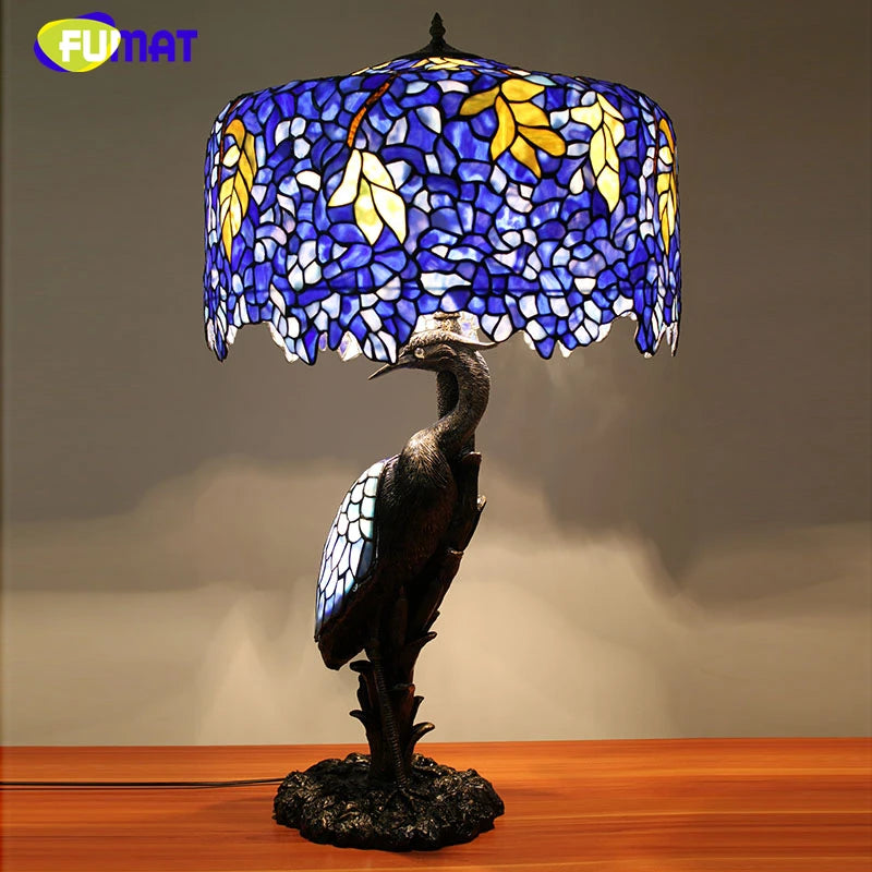 FUMAT Tiffany Style Wisteria 20 Inches Table Lamp Stained Glass WT020911