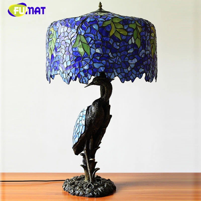 FUMAT Tiffany Style Wisteria 20 Inches Table Lamp Stained Glass WT020911