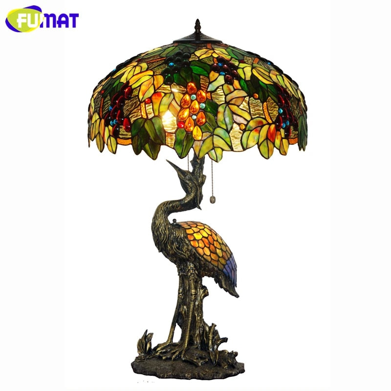 FUMAT Tiffany Style Grape 20 Inches Table Lamp Stained Glass GT020803