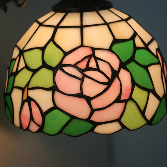 FUMAT Tiffany Style Rose 8 Inches Wall Lamp Stained Glass RW020820