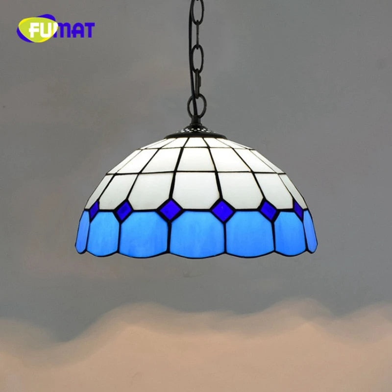 FUMAT Mediterranean Style 12 Inches Ceiling Lamp Stained Glass MC020913