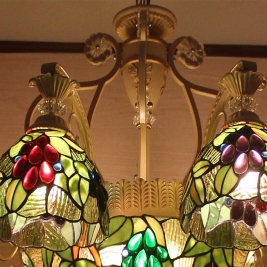 FUMAT Tiffany Style Grape 38 Inches Ceiling Lamp Stained Glass GC020908