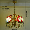 FUMAT Tiffany Style 5 Heads Parrot 20 Inches Ceiling Lamp Stained Glass PC020816