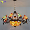 FUMAT Tiffany Style Parrot 40 Inches Ceiling Lamp Stained Glass PC020817