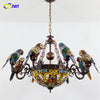 FUMAT Tiffany Style Parrot 40 Inches Ceiling Lamp Stained Glass PC020817