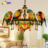 FUMAT Tiffany Style Parrot 32 Inches Pendant Light Stained Glass PP020805