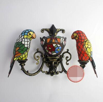 FUMAT Tiffany Style Parrot 20 Inches Wall Lamp Stained Glass PW020811