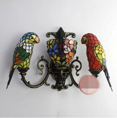 FUMAT Tiffany Style Parrot 20 Inches Wall Lamp Stained Glass PW020811