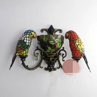 FUMAT Tiffany Style Parrot 20 Inches Wall Lamp Stained Glass PW020811