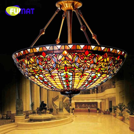 FUMAT Tiffany Style Baroque 22 Inches Ceiling Lamp Stained Glass BC020804