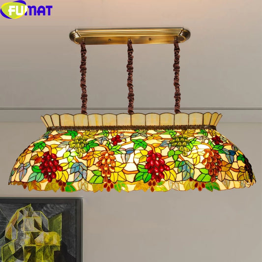 FUMAT Tiffany Style Grape 43 Inches Ceiling Lamp Stained Glass GC020909