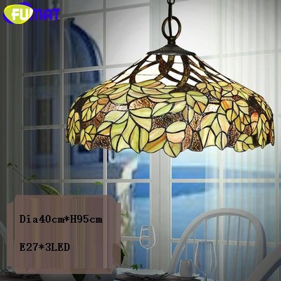 FUMAT Tiffany Style Wisteria 12-18 Inches Ceiling Lamp Stained Glass WC020809