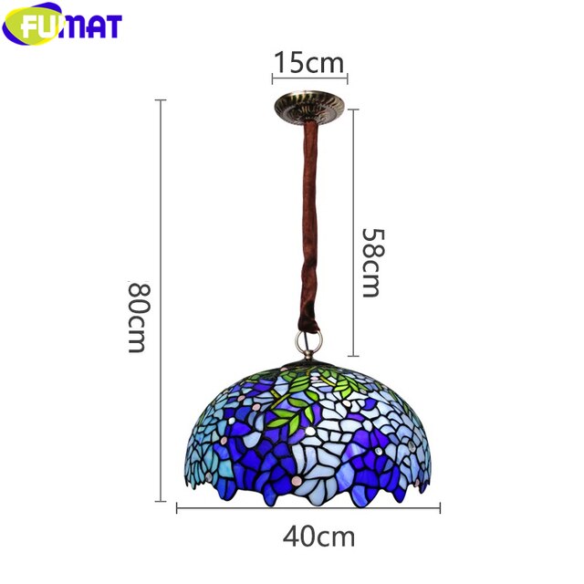 FUMAT Tiffany Style Wisteria 16 Inches Ceiling Lamp Stained Glass WC020807