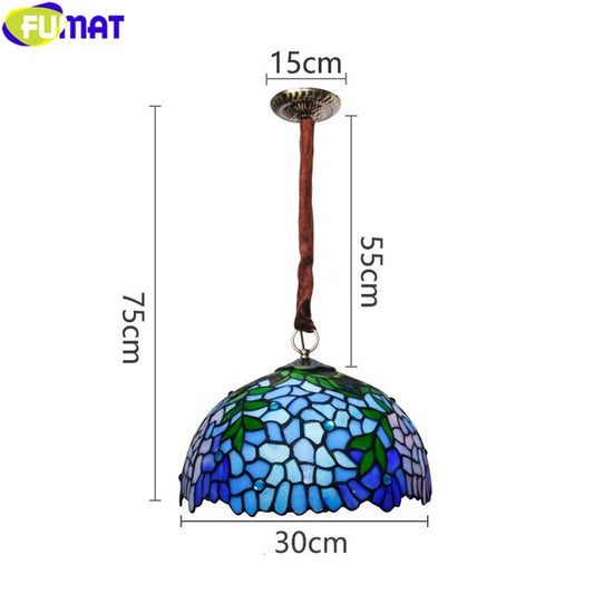 FUMAT Tiffany Style Wisteria 16 Inches Ceiling Lamp Stained Glass WC020807