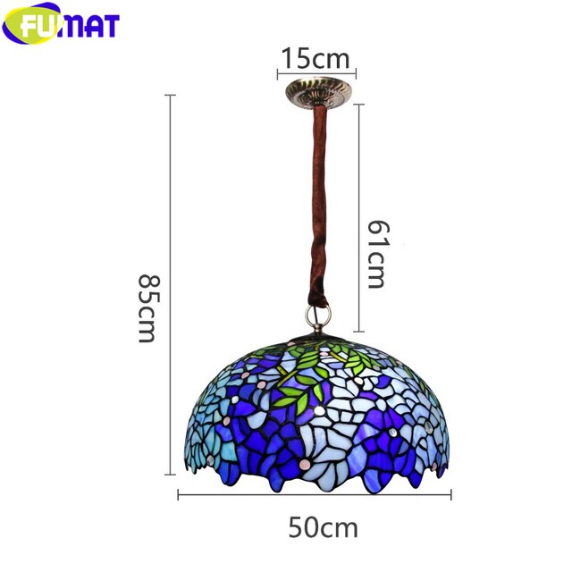 FUMAT Tiffany Style Wisteria 16 Inches Ceiling Lamp Stained Glass WC020807