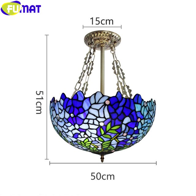 FUMAT Tiffany Style Wisteria 16 Inches Ceiling Lamp Stained Glass WC020807